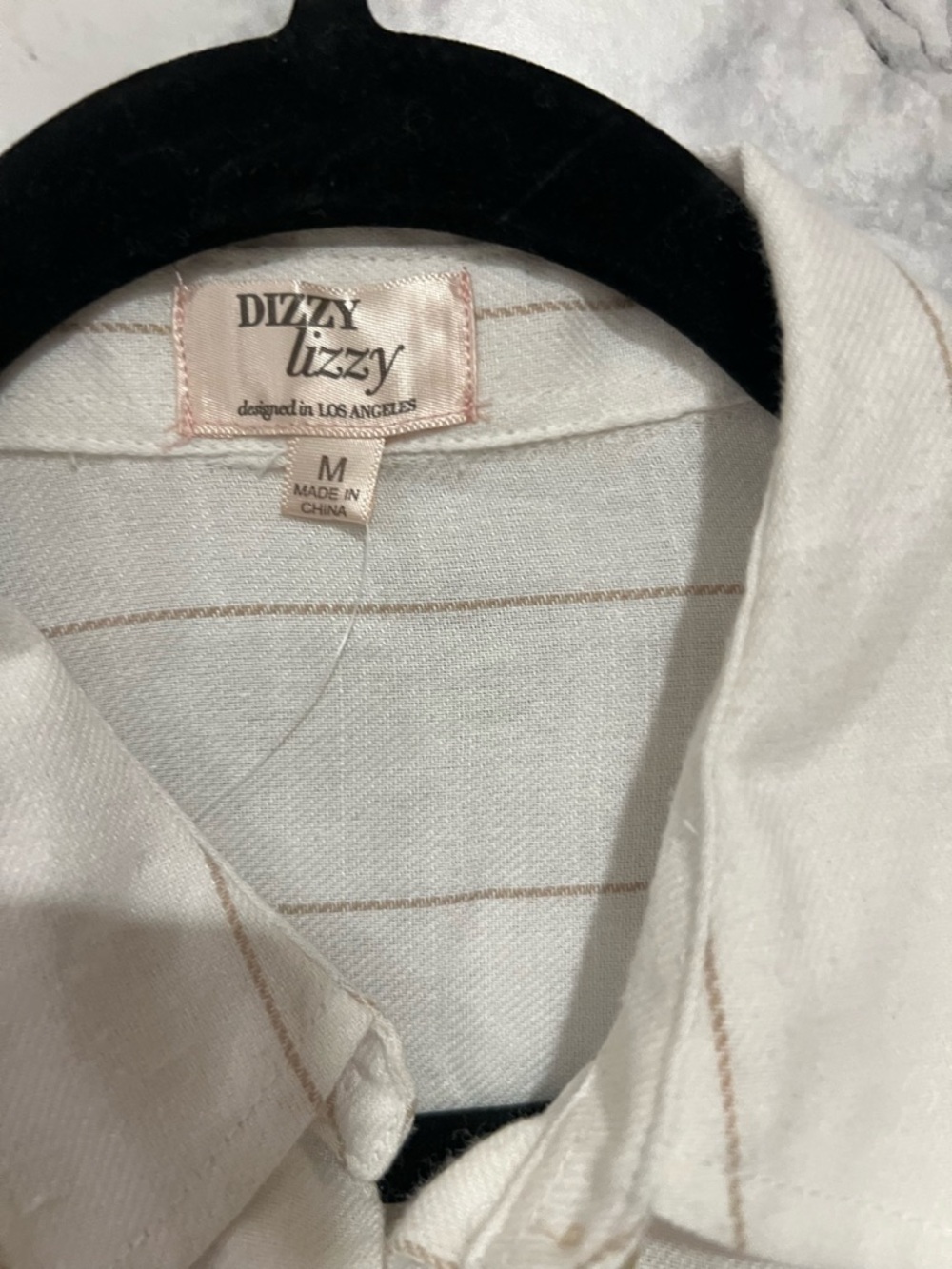 Dizzy Cream Button-Front Drawstring Shirt - Picture 3 of 7